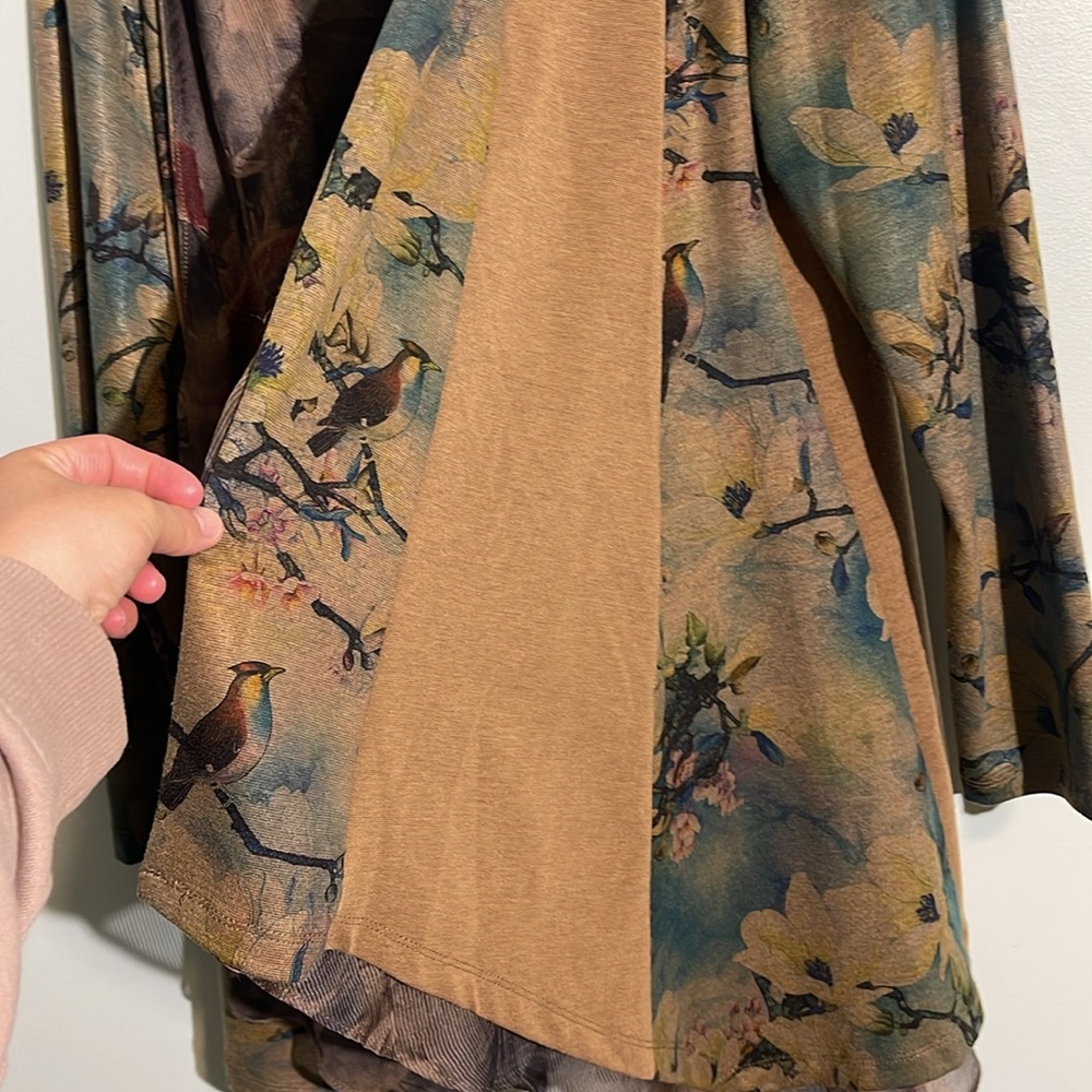 Soft Surroundings Tea Gardens Floral Print Chiffon Layered Cardigan Small Petite - Picture 5 of 11